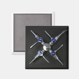 Laborgasventile auf dunkelgrauem Labrador Magnet