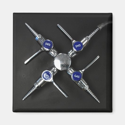 Laborgasventile auf dunkelgrauem Labrador Magnet (Vorne)