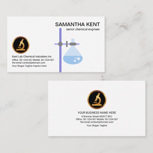 Laborgeräte Beaker Flask Border Chemist Visitenkarte (Vorne/Hinten)