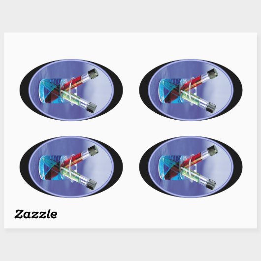 Laborprüfröhren und Beaker Ovaler Aufkleber (Blatt)