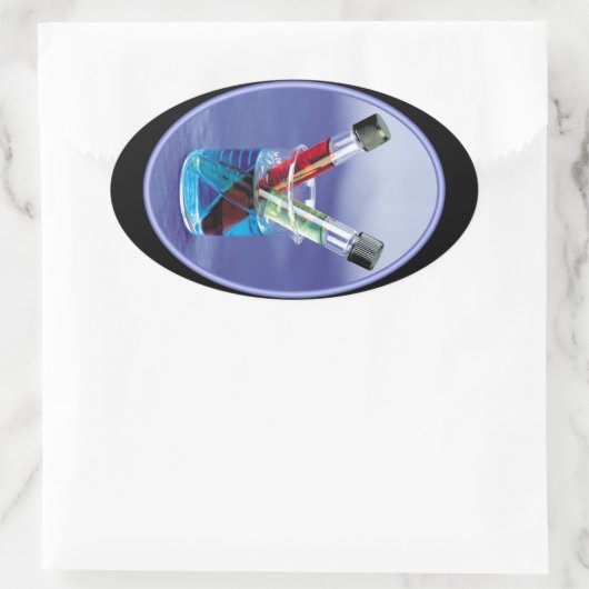 Laborprüfröhren und Beaker Ovaler Aufkleber (Tasche)