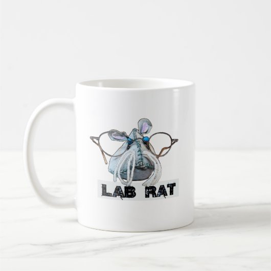Laborratte Lab Rat mit großer Brille Schnurrbart Kaffeetasse (Links)