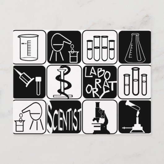 LABORSYMBOLE UND INSTRUMENTE POSTKARTE (Vorderseite)