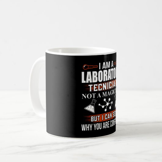 Labortechniker Labrador Tech Fun Pun Kaffeetasse (Vorderseite Links)