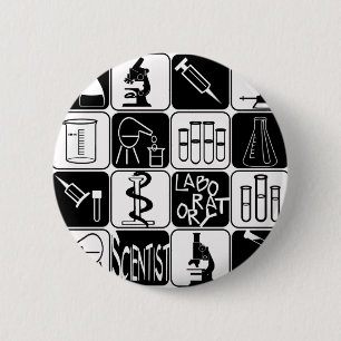 LABORwissenschaftler-SYMBOLE UND WERKZEUGE Button