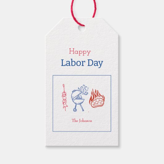 Labour Day Babecue Party Minimalistisch Geschenkanhänger (Vorderseite)
