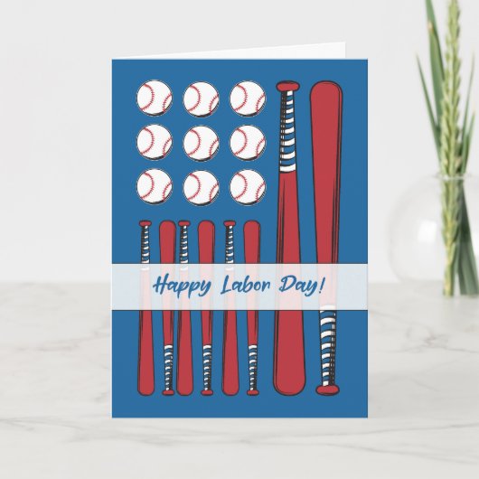 Labour Day Baseball Flag Red White Blue Karte (Vorderseite)