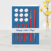 Labour Day Baseball Flag Red White Blue Karte (Gelbe Blume)