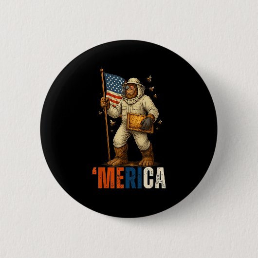 Labour Day Beekeeper Bigfoot Honey Worker American Button (Vorderseite)