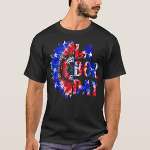 Labour Day Sunflower USA Flag Happy Labour Day T-Shirt