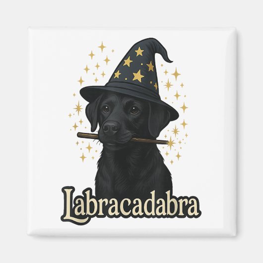 Labracadabra Funny Black Lab Dog Assistent Hallowe Magnet (Vorne)