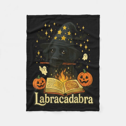 Labracadabra Schwarzer Labrador Zauberer Halloween Fleecedecke (Vorderseite)