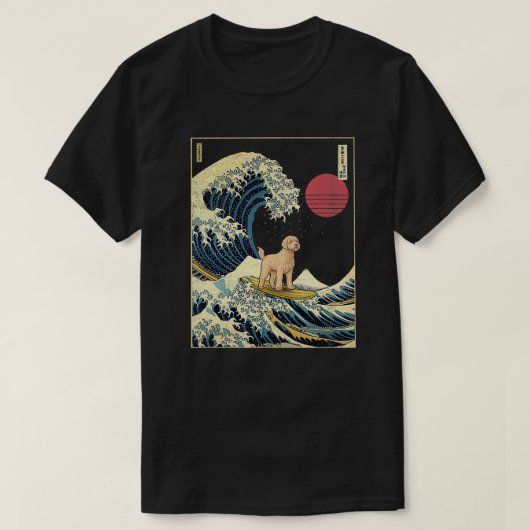 Labradle Japanisch Kanagawa Wave Funny Surf Dog T-Shirt (Design vorne)