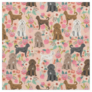 Labradoodal Hund Vintage Blumenpfirsich Stoff
