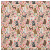 Labradoodal Hund Vintage Blumenpfirsich Stoff (Muster)