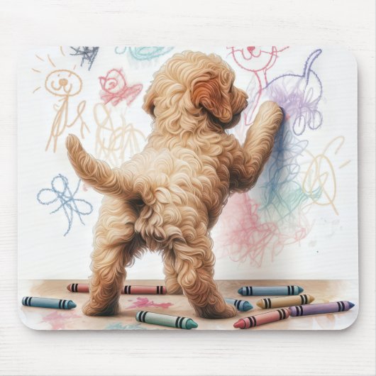 Labradoodle an einer Wand Mousepad (Vorne)
