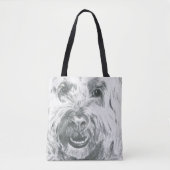 Labradoodle Art Black and White Niedlich Tasche (Vorderseite)