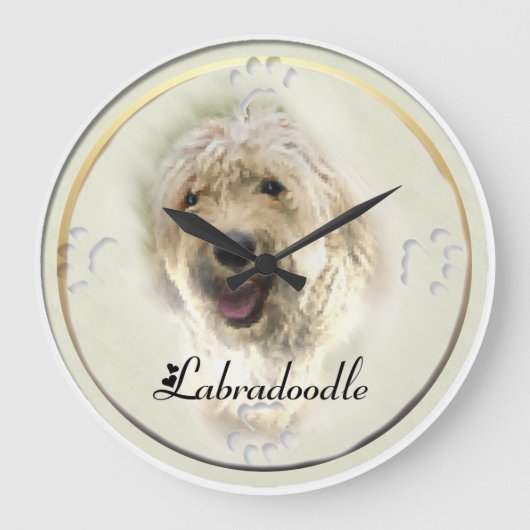 Labradoodle Art Geschenke Große Wanduhr (Vorderseite)
