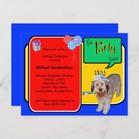 Labradoodle Birthday Barke Einladung (Vorne/Hinten)