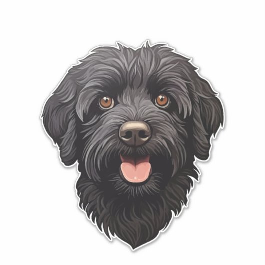 Labradoodle Black Dog Aufkleber (Vorderseite)