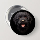 Labradoodle Black Dog Button (Vorne & Hinten)
