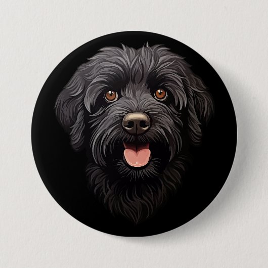 Labradoodle Black Dog Button (Vorderseite)
