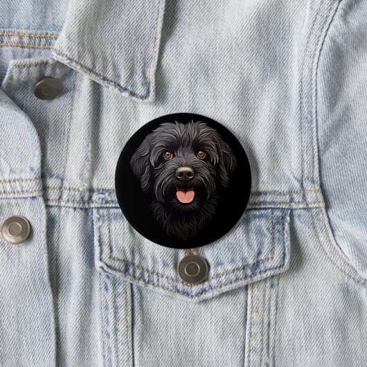 Labradoodle Black Dog Button (Beispiel)