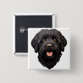 Labradoodle Black Dog Button (Vorne & Hinten)
