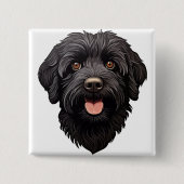 Labradoodle Black Dog Button (Vorderseite)