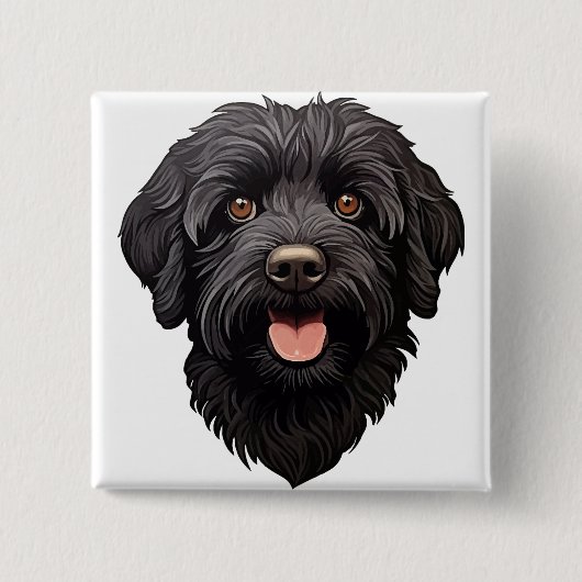Labradoodle Black Dog Button (Vorderseite)