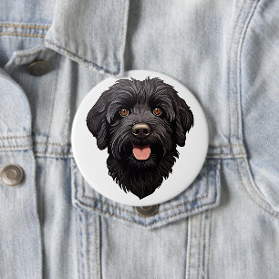 Labradoodle Black Dog Button