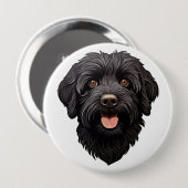 Labradoodle Black Dog Button (Vorne & Hinten)