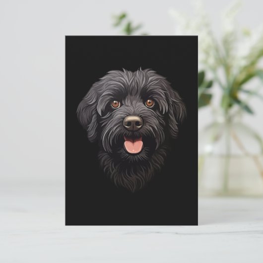 Labradoodle Black Dog Dankeskarte (Stehend Vorderseite)