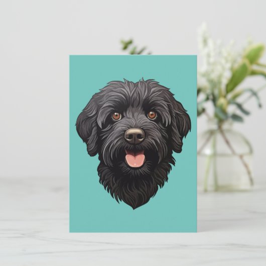 Labradoodle Black Dog Dankeskarte (Stehend Vorderseite)