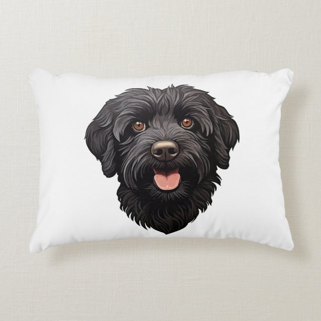 Labradoodle Black Dog Dekokissen (Vorderseite)