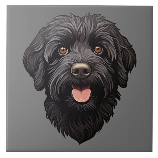 Labradoodle Black Dog Fliese (Vorderseite)