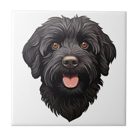 Labradoodle Black Dog Fliese (Vorderseite)