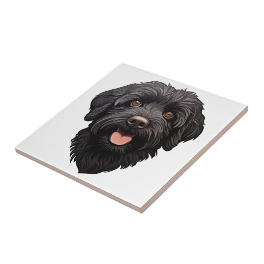 Labradoodle Black Dog Fliese (Seite)
