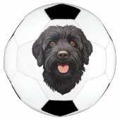 Labradoodle Black Dog Fußball (Vorderseite)