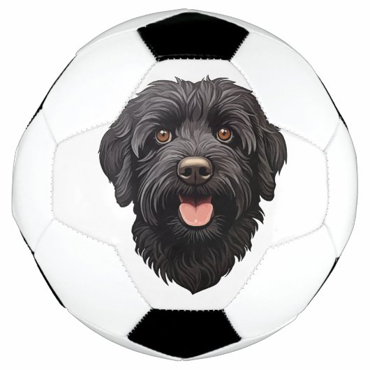 Labradoodle Black Dog Fußball (Vorderseite)
