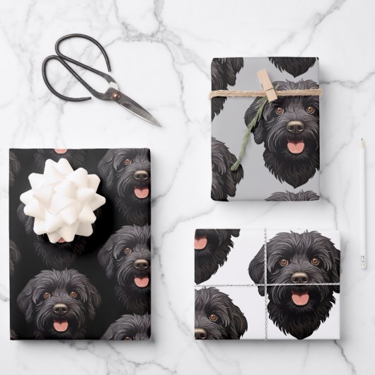 Labradoodle Black Dog Geschenkpapier Set (Vorderseite)