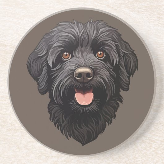 Labradoodle Black Dog Getränkeuntersetzer (Vorne)