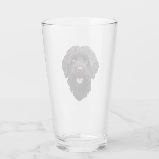 Labradoodle Black Dog Glas (Rückseite)