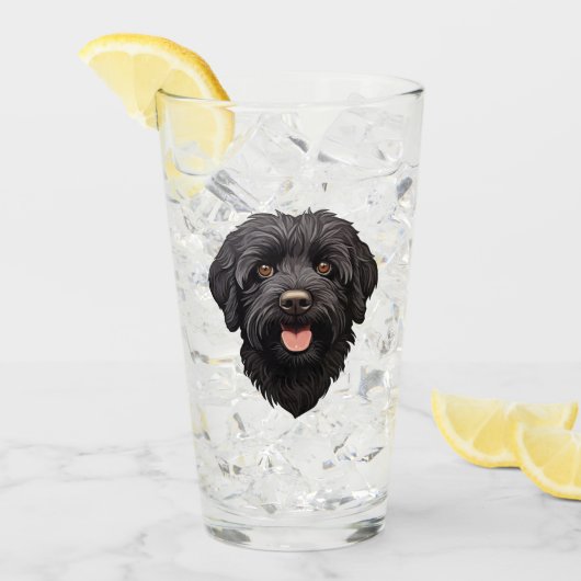 Labradoodle Black Dog Glas (Vorderseite Ice)