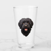Labradoodle Black Dog Glas (Vorderseite)