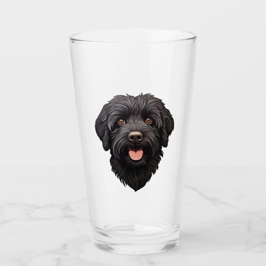 Labradoodle Black Dog Glas (Vorderseite)
