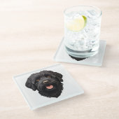 Labradoodle Black Dog Glasuntersetzer (Schrägansicht)