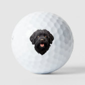 Labradoodle Black Dog Golfball (Vorderseite)