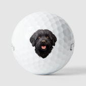 Labradoodle Black Dog Golfball (Vorderseite)