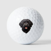 Labradoodle Black Dog Golfball (Vorderseite)